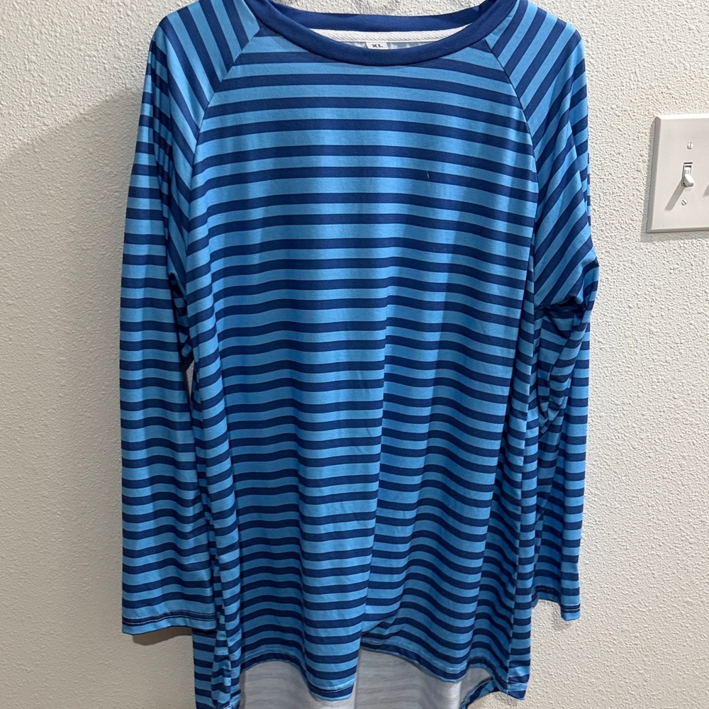 Blue Striped Long Sleeve Top